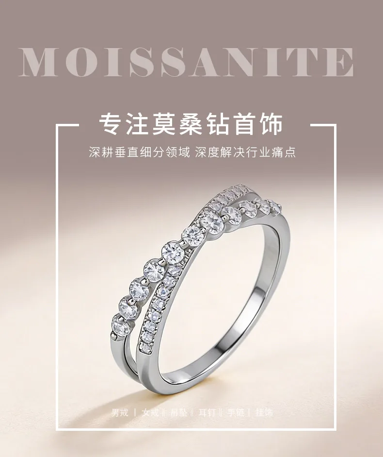 SR0486103 S925 Silver 18K Gold Full Pavé Moissanite Band Ring Anniversary Ring 0