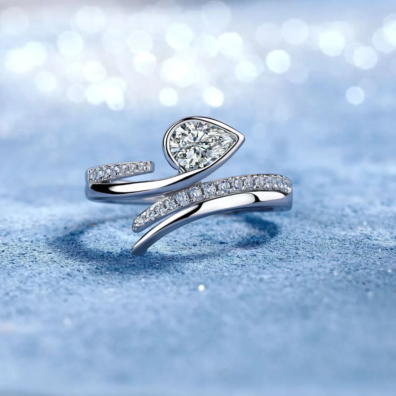 SR0490914 S925 Silver 18K Gold Pear Moissanite Light Luxury Confession Ring Women's Ring 1.0ct