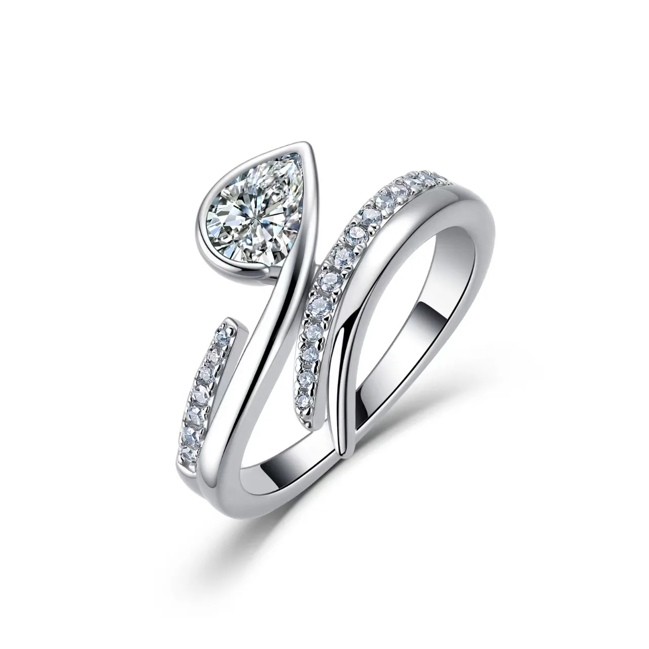 SR0490914 S925 Silver 18K Gold Pear Moissanite Light Luxury Confession Ring Women's Ring 1.0ct