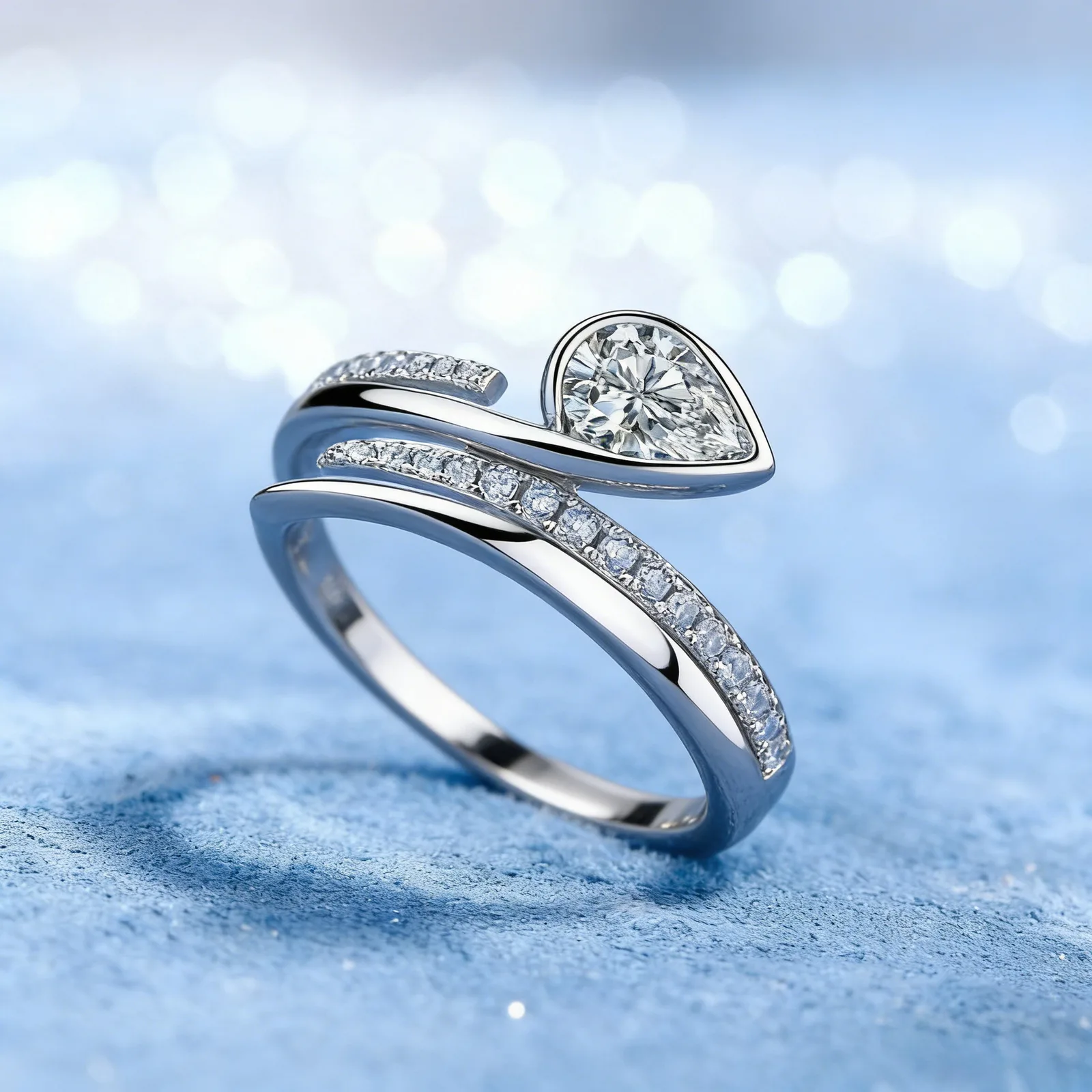 SR0490914 S925 Silver 18K Gold Pear Moissanite Light Luxury Confession Ring Women's Ring 1.0ct