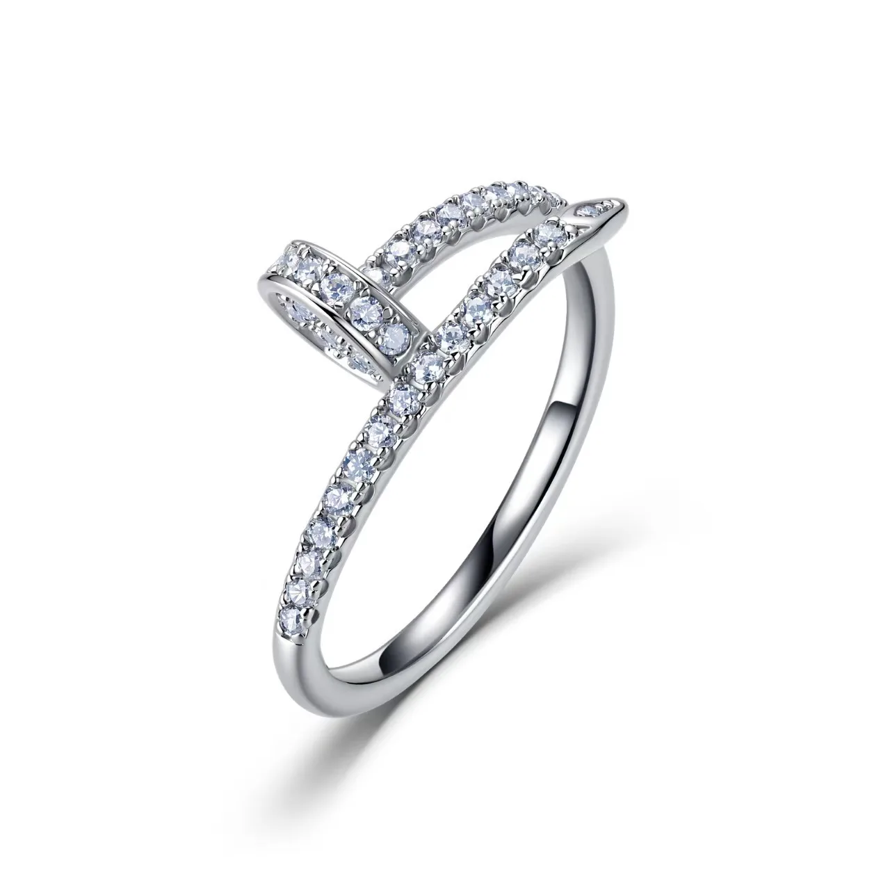 SR0346007 S925 Silver 18K Gold Full Pavé Moissanite Personality Promise Ring Women's Ring 0.5ct