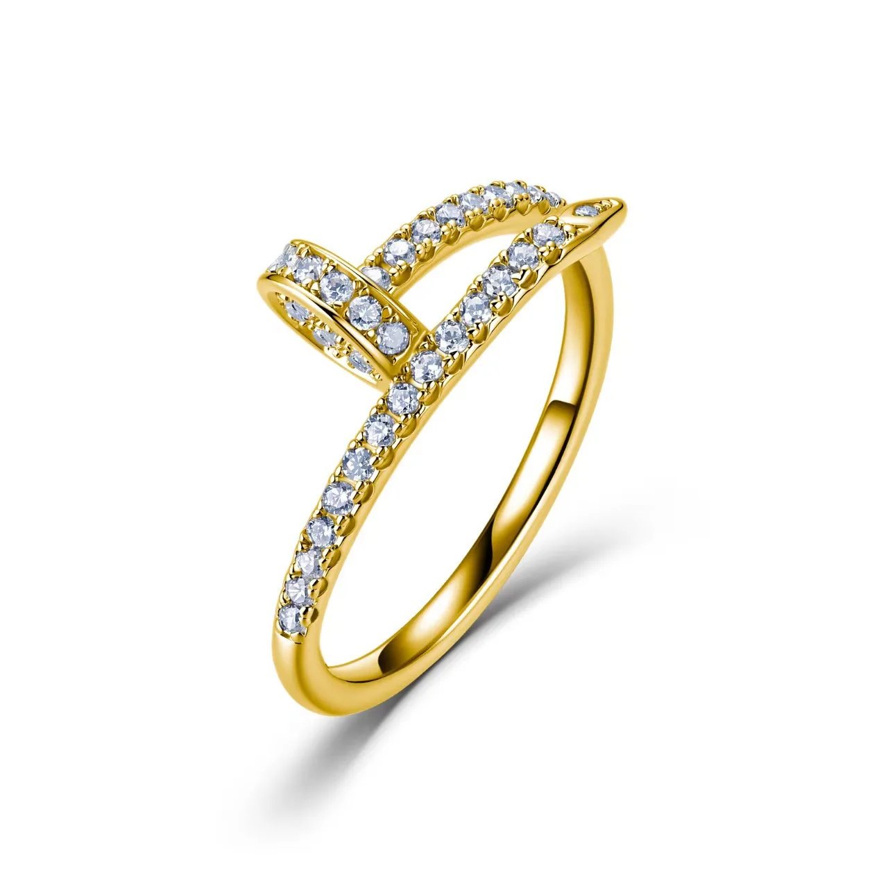 SR0346007 S925 Silver 18K Gold Full Pavé Moissanite Personality Promise Ring Women's Ring 0.5ct