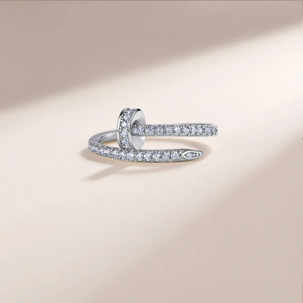 SR0346007 S925 Silver 18K Gold Full Pavé Moissanite Personality Promise Ring Women's Ring 0.5ct