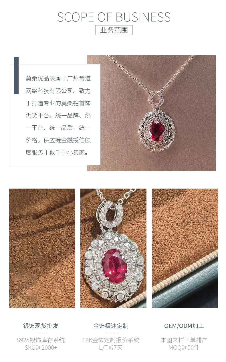 LCB0219 Silver 18K White Gold Oval Lab-Grown Gemstone Moissanite Necklace Center