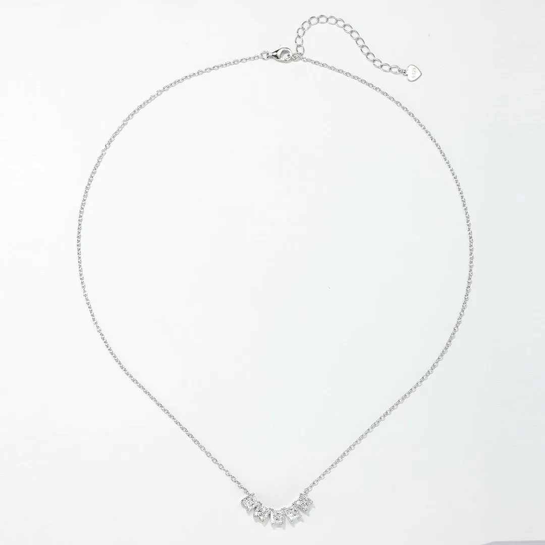 MP0141 S925 Silver 18K White Gold Princess Diamond Moissanite Necklace 2.0ct