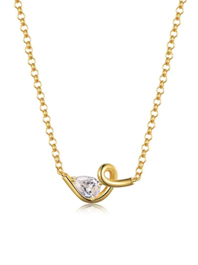 MP0044 S925 Silver 18K White Gold Pear Moissanite Necklace 0.8ct