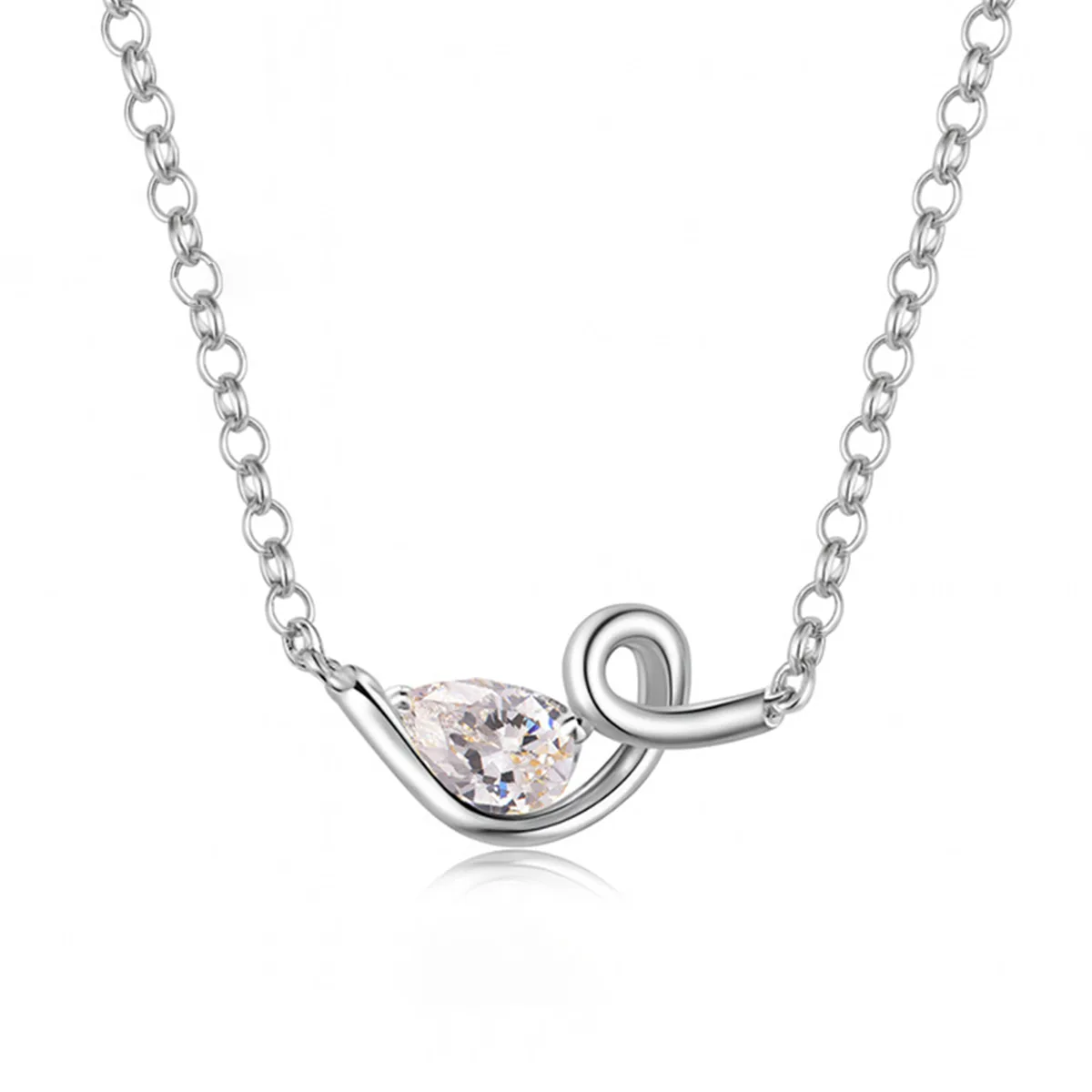 MP0044 S925 Silver 18K White Gold Pear Moissanite Necklace 0.8ct