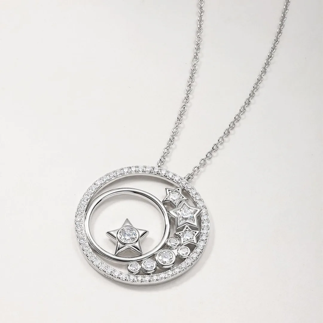 MP0107 S925 Silver 18K White Gold Moissanite Star Necklace 1.94ct