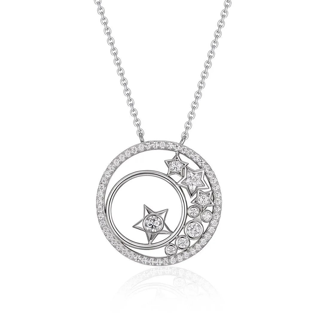 MP0107 S925 Silver 18K White Gold Moissanite Star Necklace 1.94ct