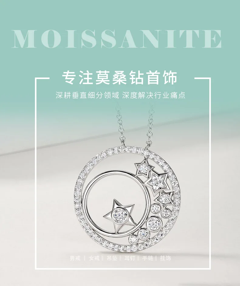 MP0107 S925 Silver 18K White Gold Moissanite Star Necklace 1.94ct detail 1