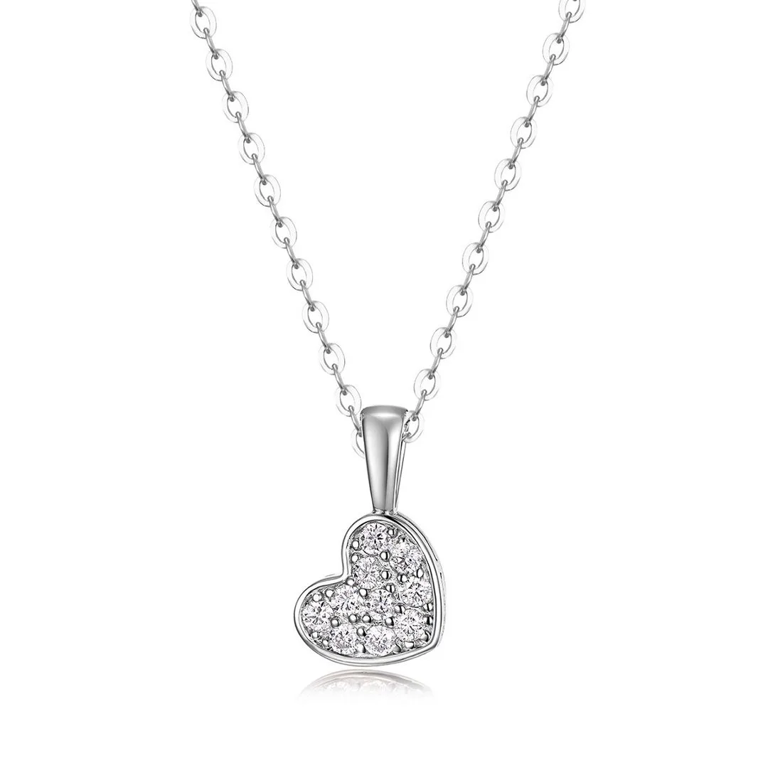 MP0154 S925 Silver 18K White Gold Moissanite Heart Necklace 0.22ct