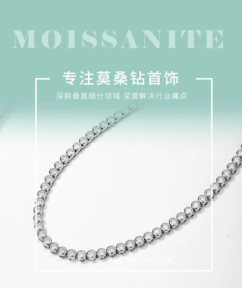 MP0097 S925 Silver 18K White Gold Bezel Round Moissanite Necklace 9.7ct/10.9ct d
