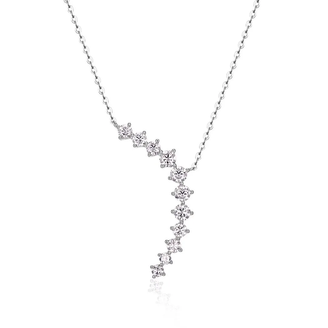 MP0147 S925 Silver 18K White Gold Moissanite Necklace 1.42ct