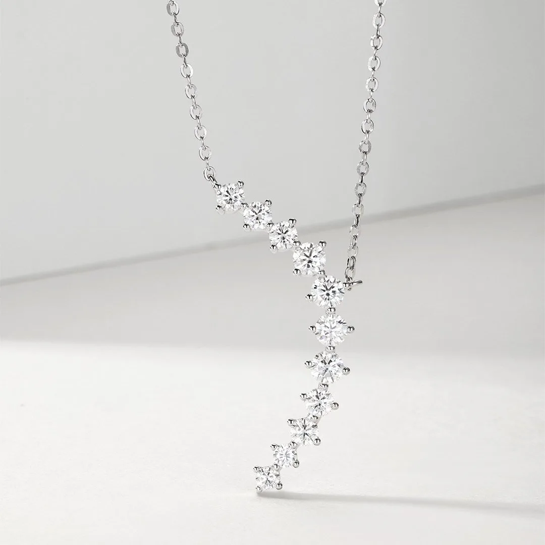 MP0147 S925 Silver 18K White Gold Moissanite Necklace 1.42ct