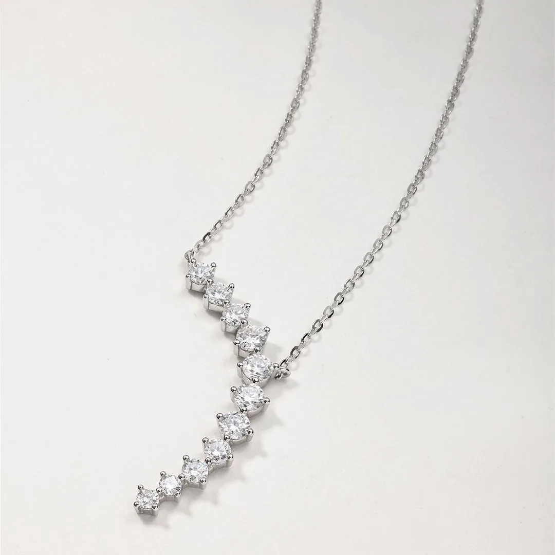 MP0147 S925 Silver 18K White Gold Moissanite Necklace 1.42ct
