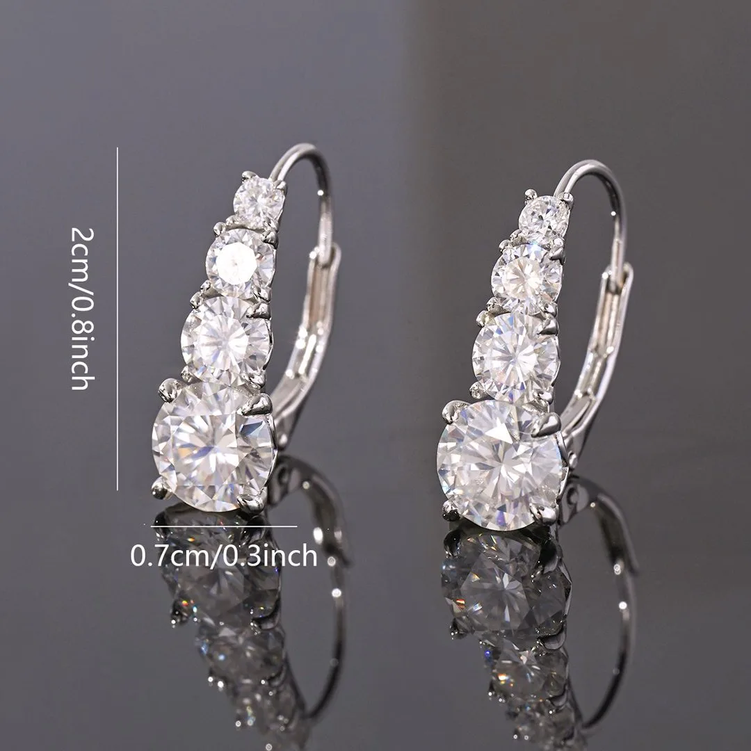 ME0057 S925 Silver 18K White Gold Star Gradient Diamond Moissanite Earrings 3.32ct