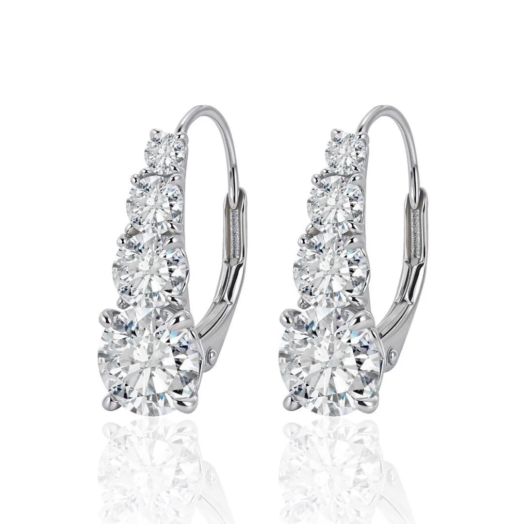 ME0057 S925 Silver 18K White Gold Star Gradient Diamond Moissanite Earrings 3.32ct