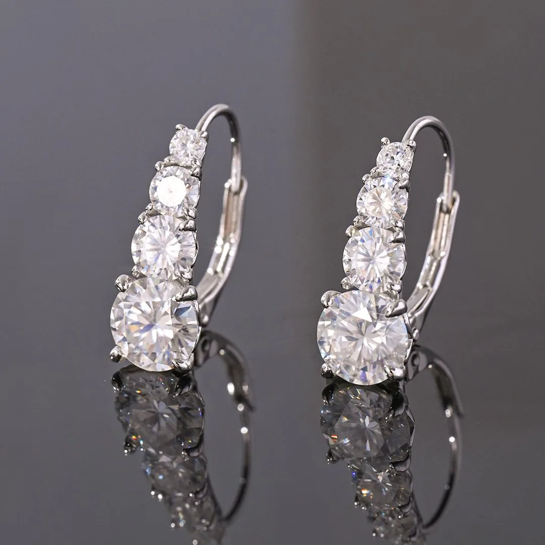 ME0057 S925 Silver 18K White Gold Star Gradient Diamond Moissanite Earrings 3.32ct