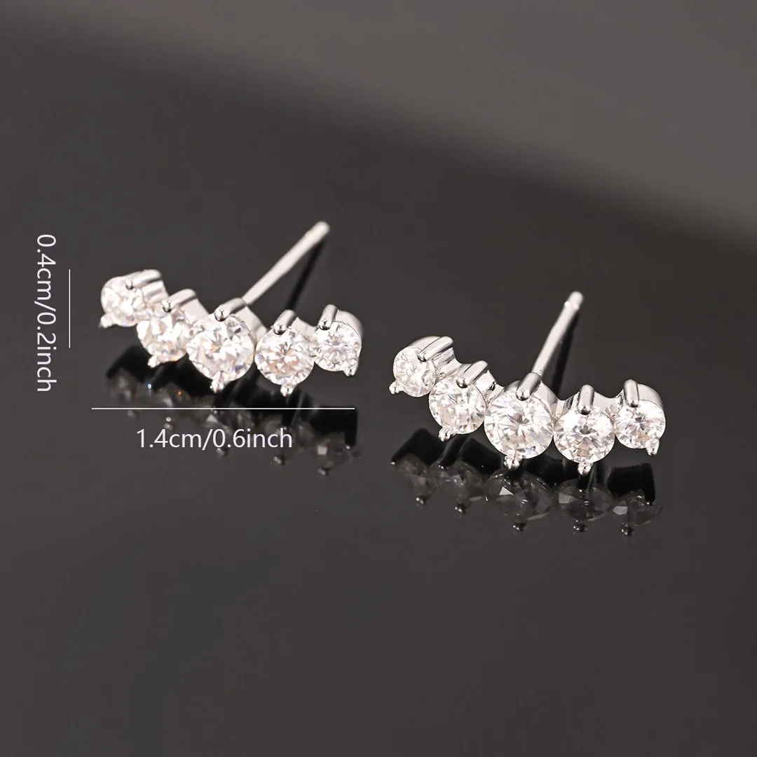 ME0063 S925 Silver 18K White Gold Round Moissanite Star Stud Earrings 1.04ct