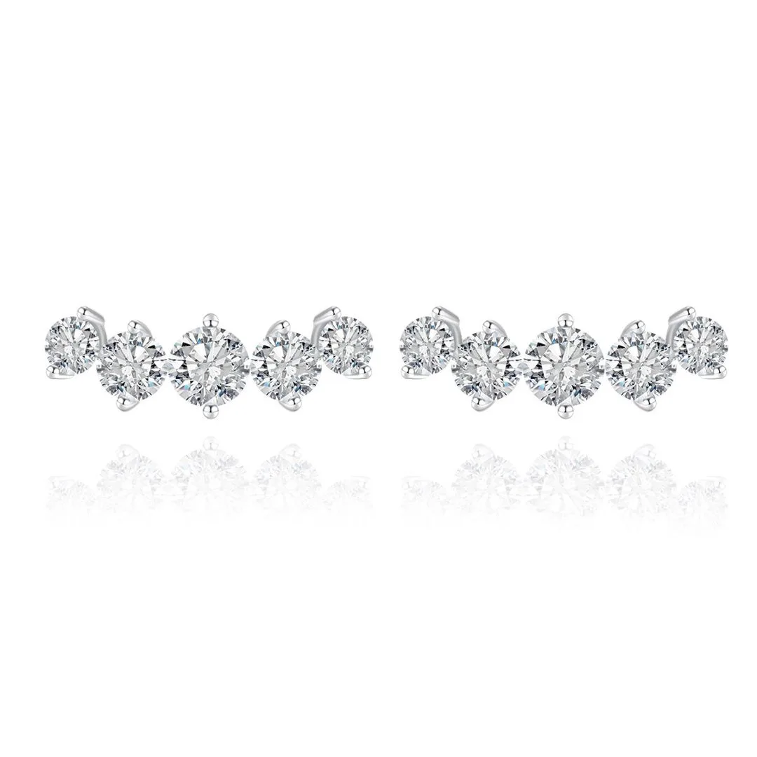 ME0063 S925 Silver 18K White Gold Round Moissanite Star Stud Earrings 1.04ct