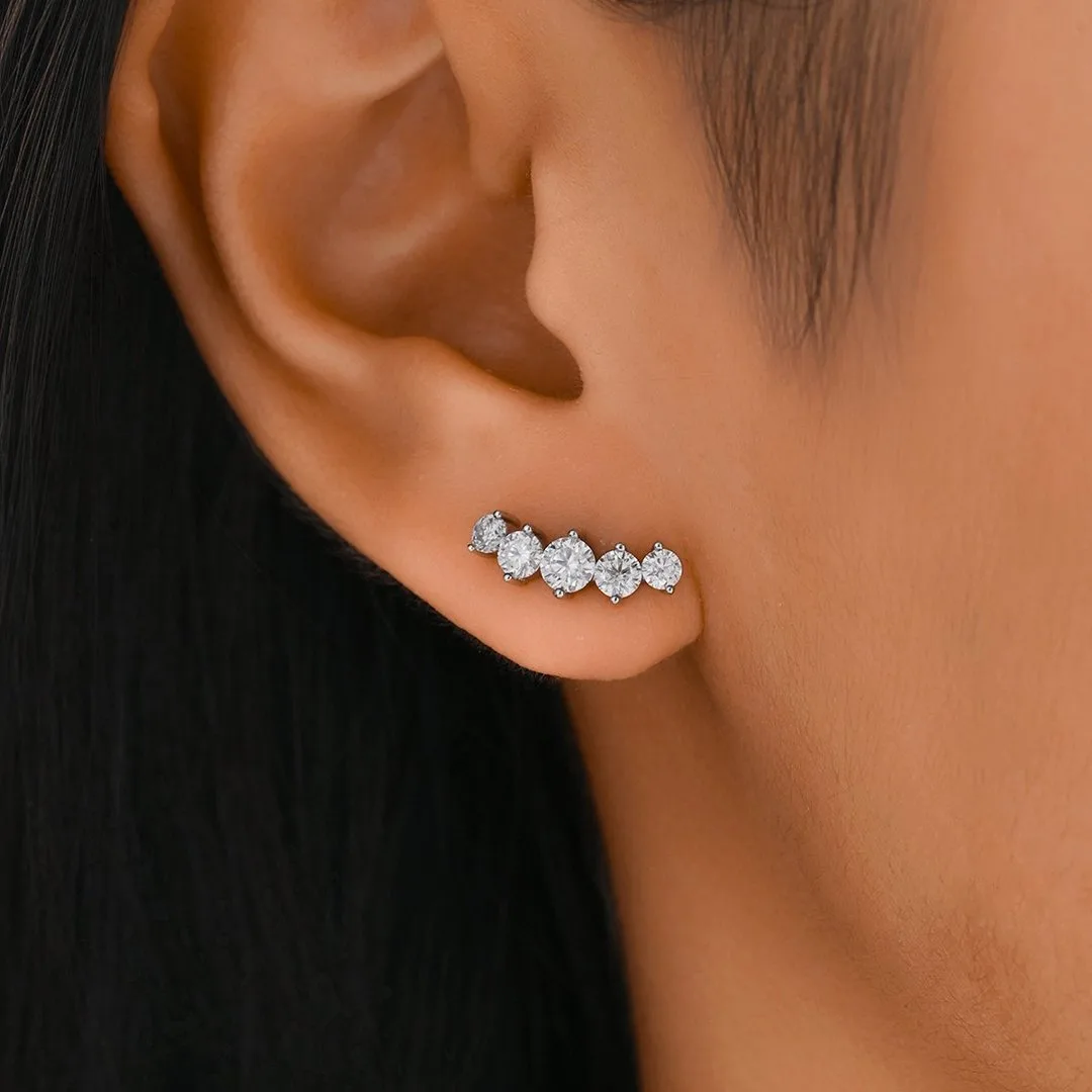 ME0063 S925 Silver 18K White Gold Round Moissanite Star Stud Earrings 1.04ct