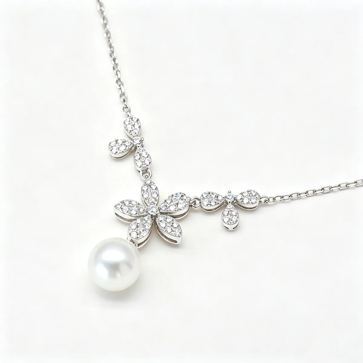 CN002080 S925 Silver 18K Gold Freshwater Pearl Flower Necklace/ Pearl 8.0mm