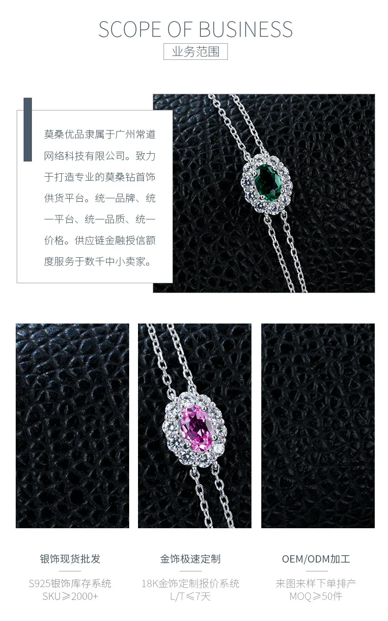 L202601 S925 Silver 18K White Gold Oval Lab-Grown Gemstone Chain Bracelet Center