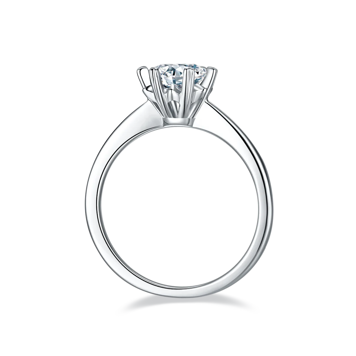 Straight-Band Classic Snowflake S925 White-Gold-Plated Silver Lab-Grown Diamond Women's Ring 1ct D