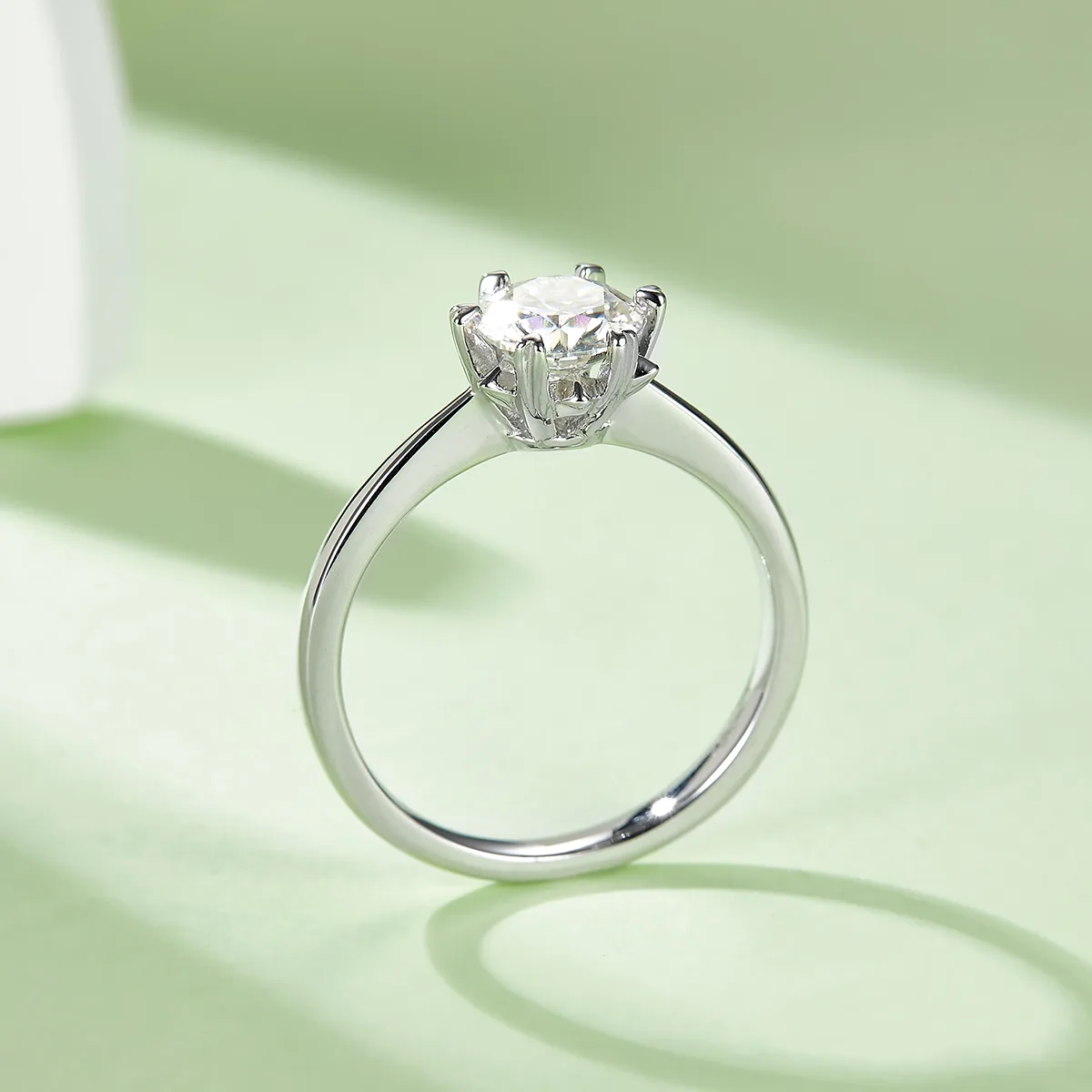 Straight-Band Classic Snowflake S925 White-Gold-Plated Silver Lab-Grown Diamond Women's Ring 1ct D