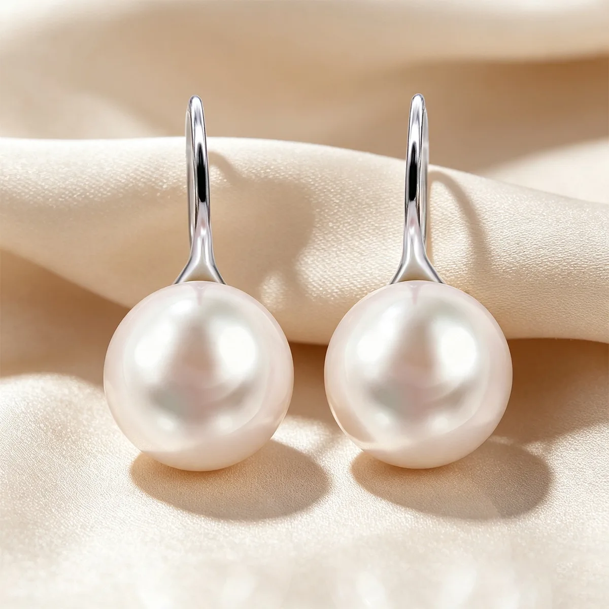 37S S925 Silver 18K Gold Freshwater Pearl Earrings/ Pearl 10mm