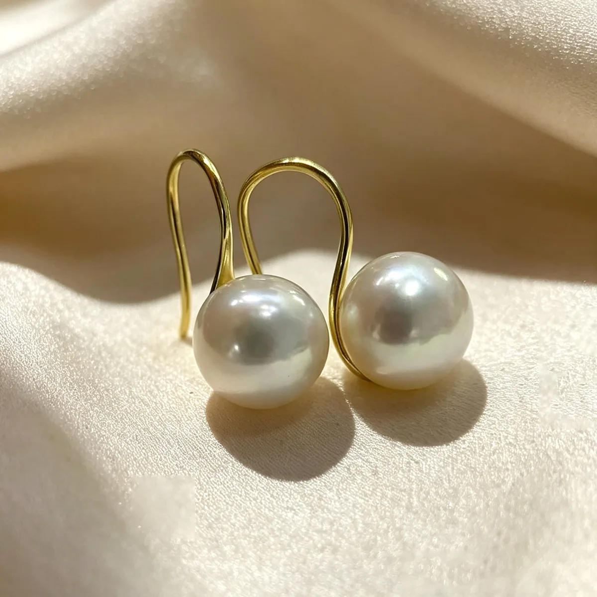 37S S925 Silver 18K Gold Freshwater Pearl Earrings/ Pearl 10mm