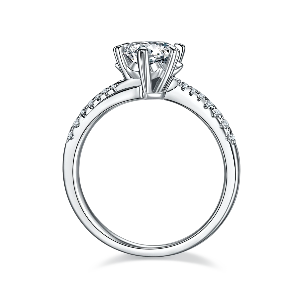 Twisted-Band Micro-Pavé Snowflake S925 White-Gold-Plated Silver Lab-Grown Diamond Proposal Ring Women's Ring 1ct D