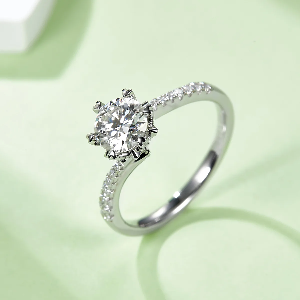 Twisted-Band Micro-Pavé Snowflake S925 White-Gold-Plated Silver Lab-Grown Diamond Proposal Ring Women's Ring 1ct D