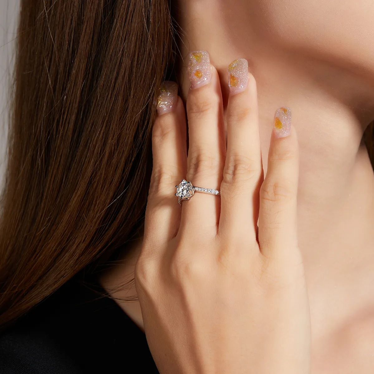 Twisted-Band Micro-Pavé Snowflake S925 White-Gold-Plated Silver Lab-Grown Diamond Proposal Ring Women's Ring 1ct D