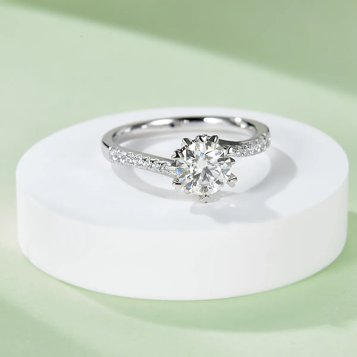 Twisted-Band Micro-Pavé Snowflake S925 White-Gold-Plated Silver Lab-Grown Diamond Proposal Ring Women's Ring 1ct D