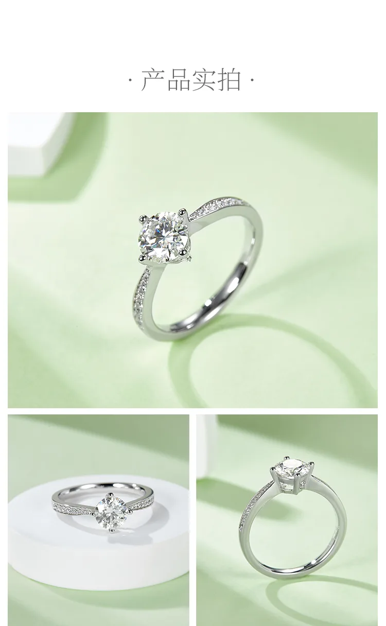 Straight-Band Micro-Pavé Four-Prong S925 White-Gold-Plated Silver Lab-Grown Diam