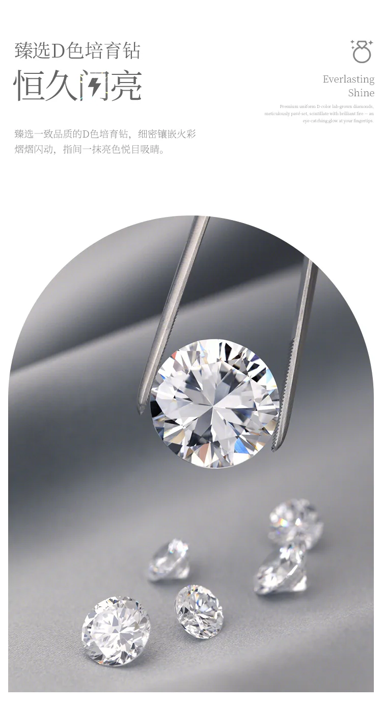 Straight-Band Classic Six-Prong S925 White-Gold-Plated Silver Lab-Grown Diamond 