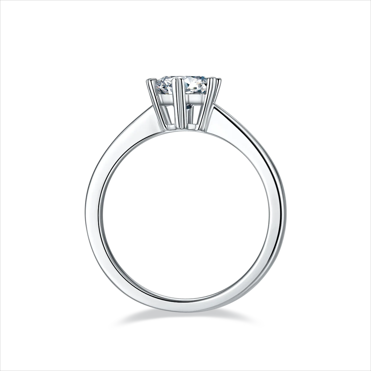Straight-Band Classic Six-Prong S925 White-Gold-Plated Silver Lab-Grown Diamond Proposal Ring Women's Ring 1ct D