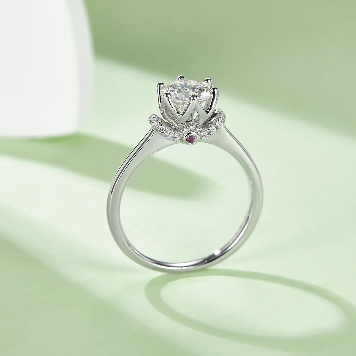 Straight-Band V S925 White-Gold-Plated Silver Lab-Grown Diamond Engagement Ring Women's Ring 1ct D