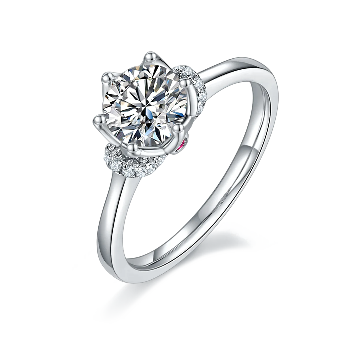 Straight-Band V S925 White-Gold-Plated Silver Lab-Grown Diamond Engagement Ring Women's Ring 1ct D