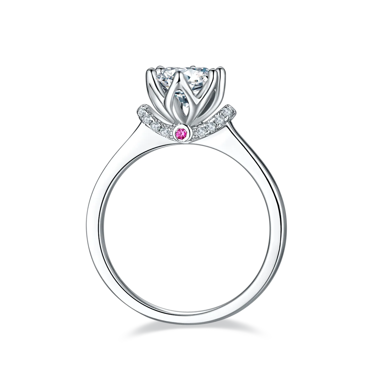 Straight-Band V S925 White-Gold-Plated Silver Lab-Grown Diamond Engagement Ring Women's Ring 1ct D