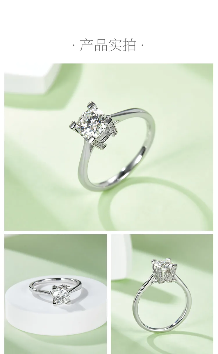 Straight-Band V HWLetter Letter S925 White-Gold-Plated Silver Lab-Grown Diamond 