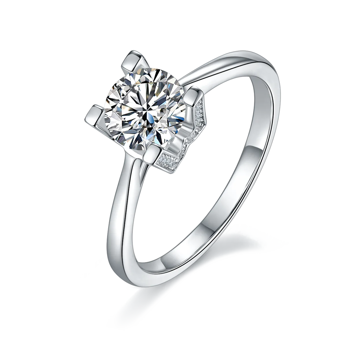 Straight-Band V HWLetter Letter S925 White-Gold-Plated Silver Lab-Grown Diamond Wedding Band Women's Ring 1ct D