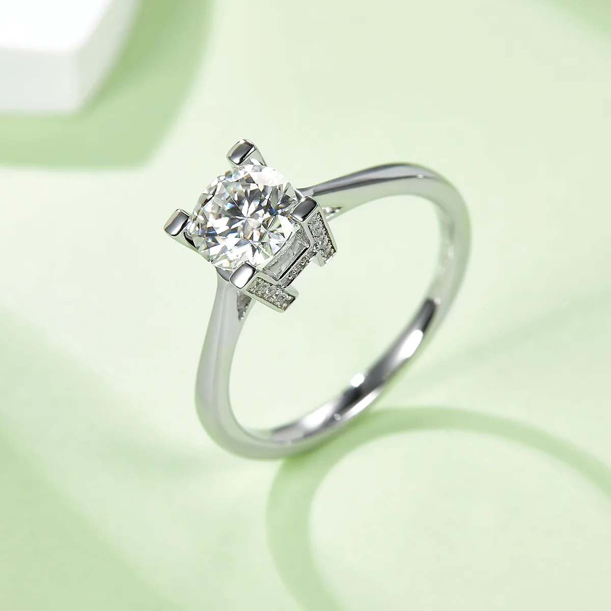 Straight-Band V HWLetter Letter S925 White-Gold-Plated Silver Lab-Grown Diamond Wedding Band Women's Ring 1ct D