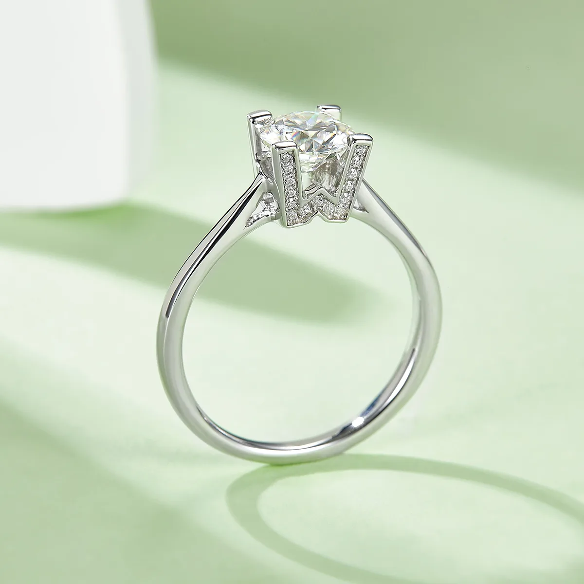 Straight-Band V HWLetter Letter S925 White-Gold-Plated Silver Lab-Grown Diamond Wedding Band Women's Ring 1ct D