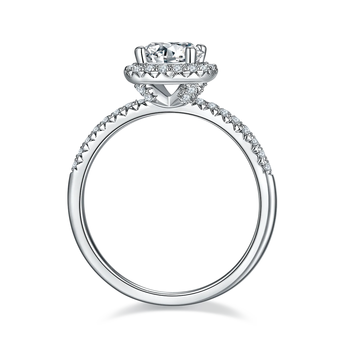 Classic Round Bezel S925 White-Gold-Plated Silver Lab-Grown Diamond Engagement Ring Women's Ring 1ct D