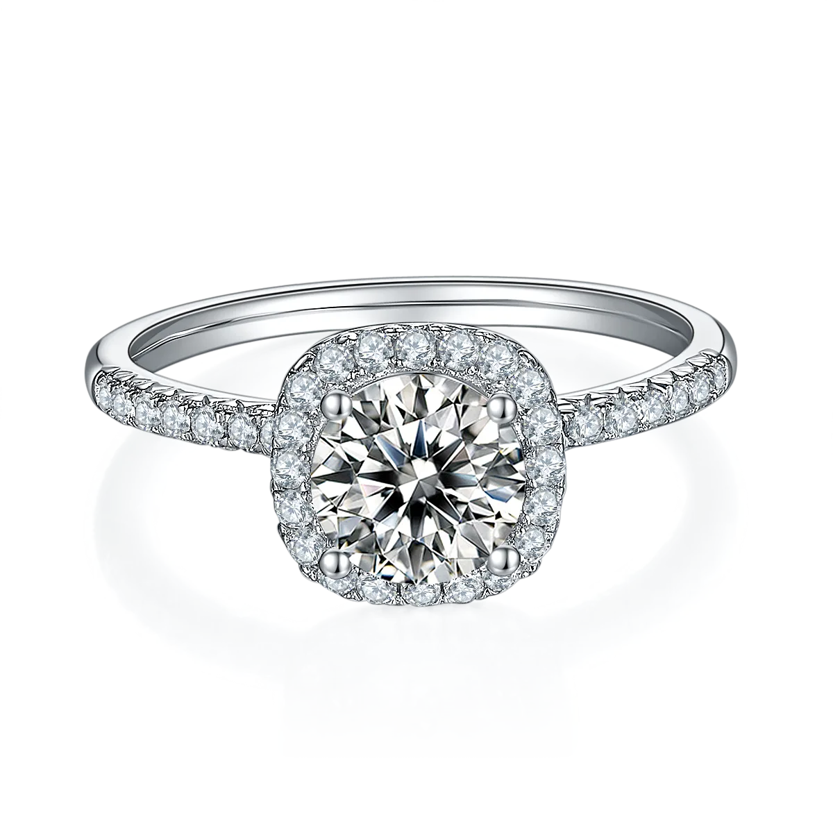 Classic Square Bezel S925 White-Gold-Plated Silver Lab-Grown Diamond Proposal Ring Women's Ring 1ct D