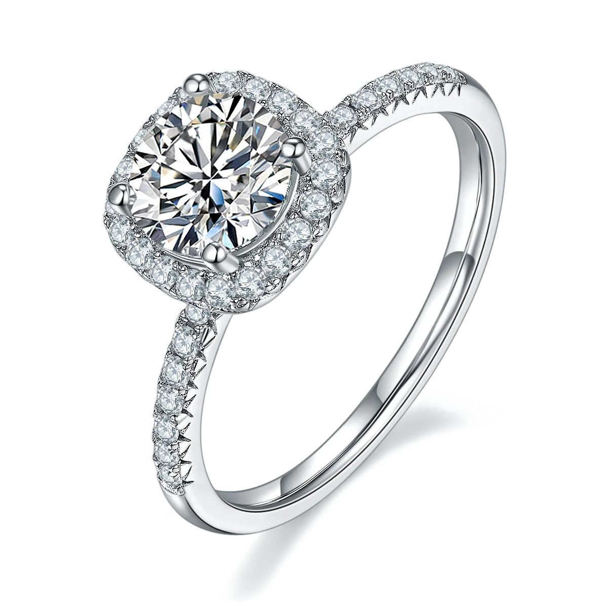 Classic Square Bezel S925 White-Gold-Plated Silver Lab-Grown Diamond Proposal Ring Women's Ring 1ct D