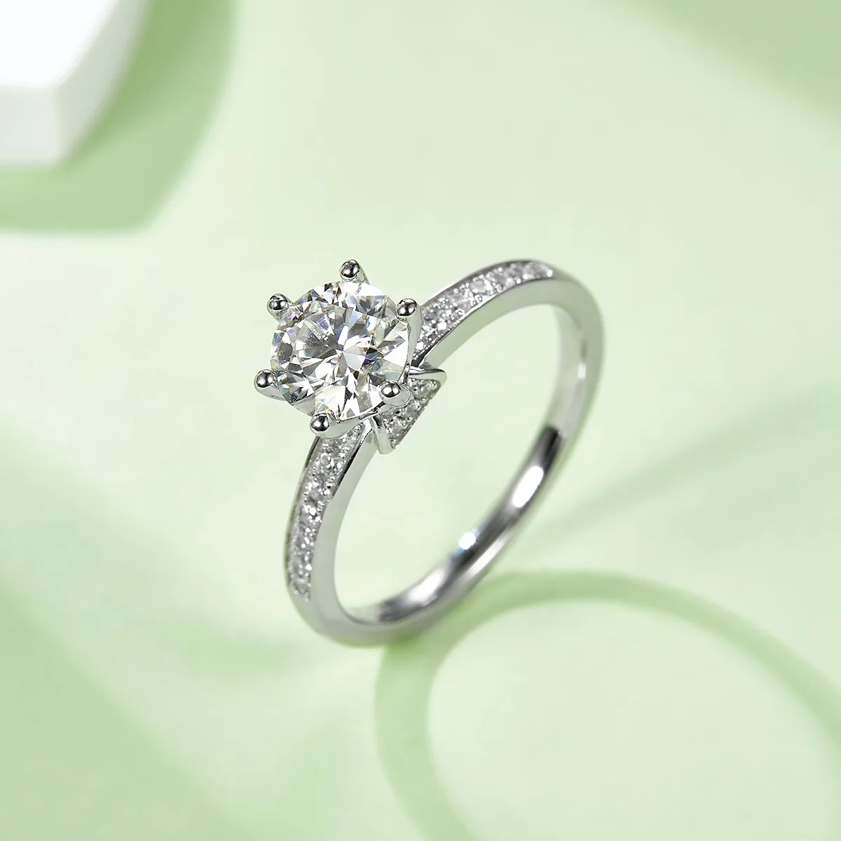 Straight-Band Micro-Pavé S925 White-Gold-Plated Silver Lab-Grown Diamond Proposal Ring Women's Ring 1ct D - P25A
