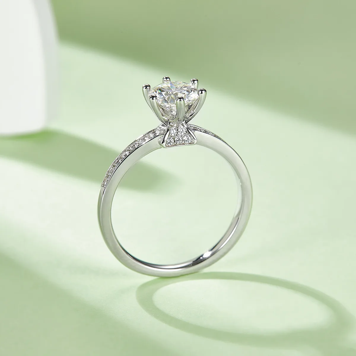 Straight-Band Micro-Pavé S925 White-Gold-Plated Silver Lab-Grown Diamond Proposal Ring Women's Ring 1ct D - P25A